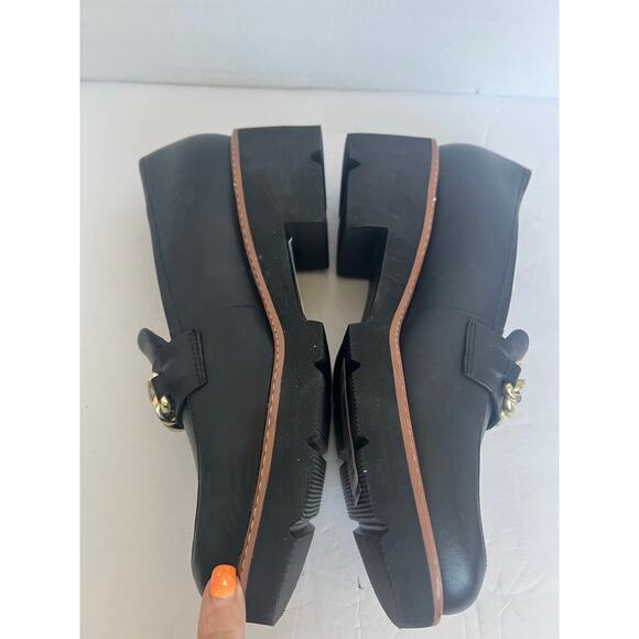 NWT Naturalizer Black Leather Chain Detail Platform Loafer Style SlipOn Shoes 10 - Picture 6 of 11